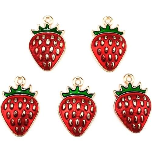 5pcs/lot Light Gold Beauty Strawberry Fruit Pendant Jewelry Finding Making 22218
