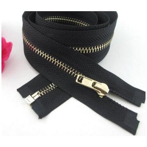 Free shipping 3pcs/lot High-grade 3# black zipper open-end light gold metal zipper luggage bag zipper garment DIY 60cm/80cm