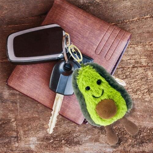 18cm Cute Simulated Fruit Avocado Keychain Plush Doll Smiling Avocado Pendant Couple Jewelry Women Fashion Christmas Small Gift