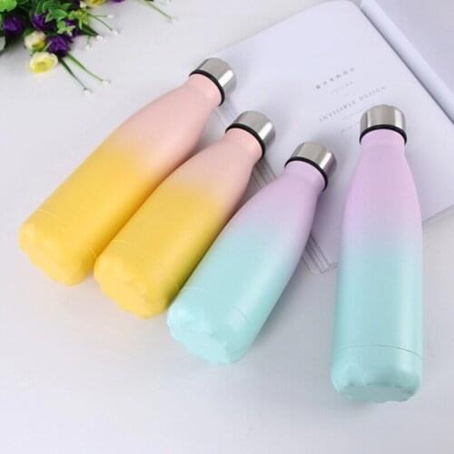 500ml Gradient Water Bottle BPA free Insulated Cup Stainless Steel Beer Coffee Thermos Bottle Portable Travel Sport Vacuum Cup