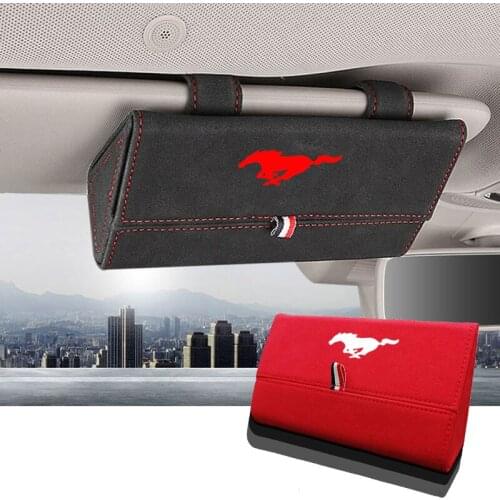 1pc For Ford Mustang Flocking Auto Glasses Box Storage Holder Car Sunglasses Case Holder Organizer Interior Accessories