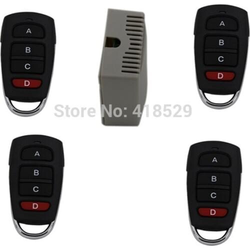 DC12V 4CH RF Wireless Remote Control Relay Switch, Security System,1Receiver 4Transmitter, 315/433MHZ SKU: 5021