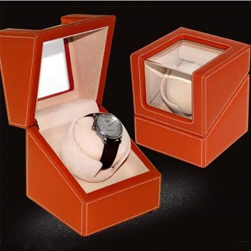 Wood PU Watch Watch USB Power Good Mode Control Brown FOR 1 WATCH Automatic mechanical watch winding box