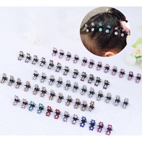 EASYA 12 PCS/Lot Minimalist Crystal Flower Hair Claws Clips Cute Tiny Hairpins Hairwear For Child Hair Accessory Hairdressing