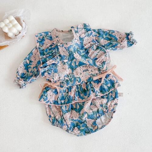 Melario Infant Baby Rompers Baby Girls Floral Long Sleeve Clothes Rompers Spring Autumn Baby Girls Rompers 0 2Years