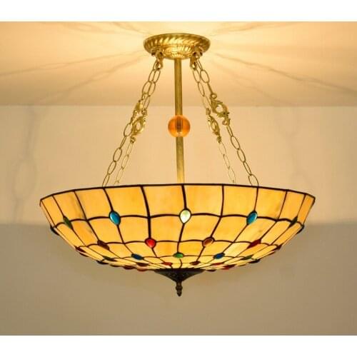 60cm European-Style Creative Tiffany Glass Restaurant Bedroom Chandelier American-Style Colored Beads Bar Phoenix Tail Lamps