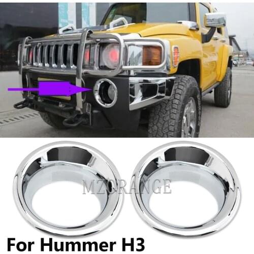 2pcs Fog Light Lamp Cover Trim For Hummer H3 2006-2010 /H3T 2009-2010 Chrome Front Bumper foglights hole covers accessories