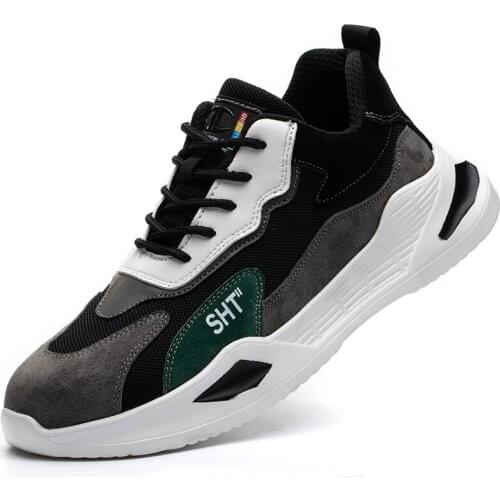 Lightweight steel toecap men safety shoes women work outdoor breathable male female shoes plus size 36-46