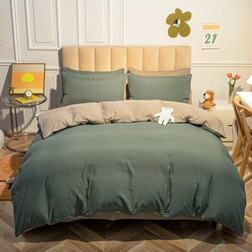 Brushed Bedding Set Solid Stitching Color Home Bed Sheet Modern Simplicity Bedclothes Single Double King Size Soft Duvet Cover