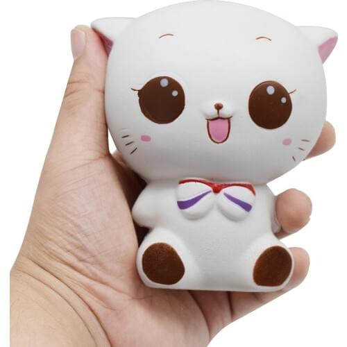 Cute Squishy White Cat Slow Rising Squeeze Healing Fun Kids Kawaii Kids Adult Toy Stress Reliever Decor