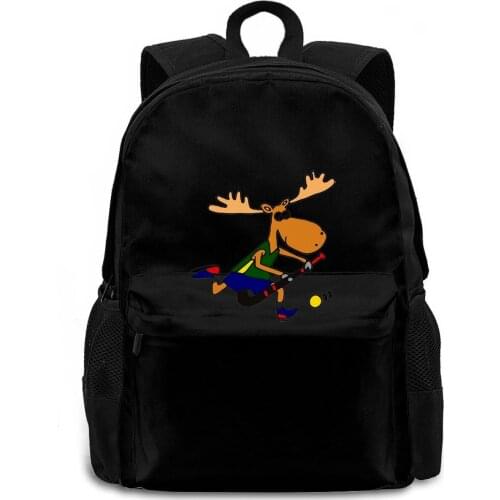 Moose Playing Field Hockey Prints Cool Latest women men backpack laptop travel school adult student