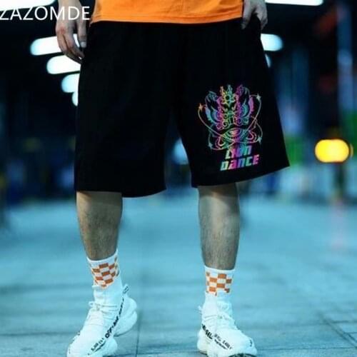ZAZOMDE Summer Mens Shorts Sports Korean Fashion Streetwear Printed Shorts Men Casual Elastic Waist Men Clothing Sweat Shorts