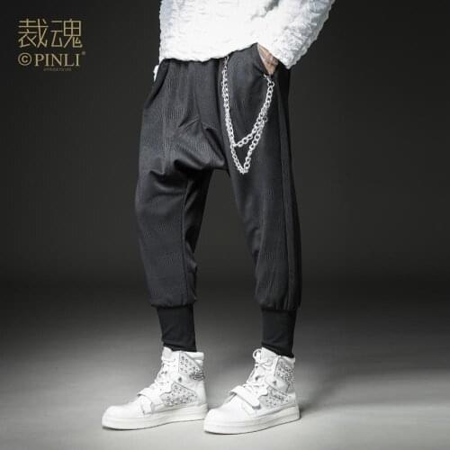 Free shipping New mens male fashion unique soul 2020 autumn Small Feet Harem trousers black Casual Cropped Pants BC203317270