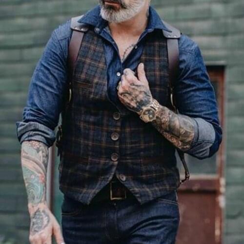 2021 spring and autumn mens brand new hot British style European and American Plaid vest mens wholesale