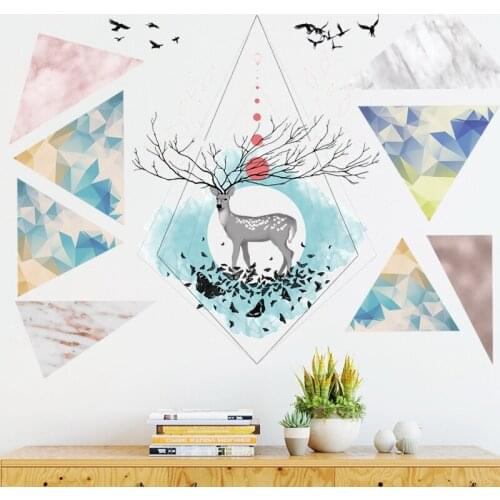 Nordic Ins Style Geometry Mountain Vinyl Wall Stickers Art Living Room Bedroom Wall Decals Teenager Room Decor Aesthetic Poster