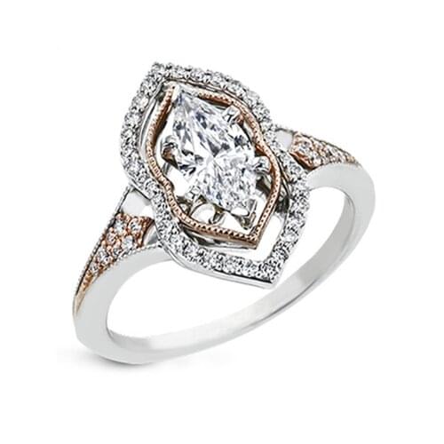 YOUHAOCC New European and American Popular Accessories Inlaid with Large Horse Eye Zircon Ring, Exquisite Net Red Jewelry