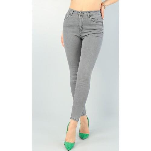 NEW SEASON FASHION TREND GRAY LİKRALI HIGH WAIST LADIES DENIM PANTS 63848