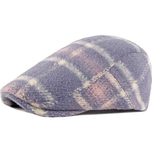 Fibonacci Autumn Winter Japanese Beret Hats For Women England Retro Wool blend Newsboy Caps Male Plaid Casual Peaked Forward Cap