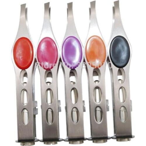 Stainless Steel Eyebrow Tweezers Led Light Eyelash Eyebrow Hair Removal Tweezer Face Hair Remover F1119