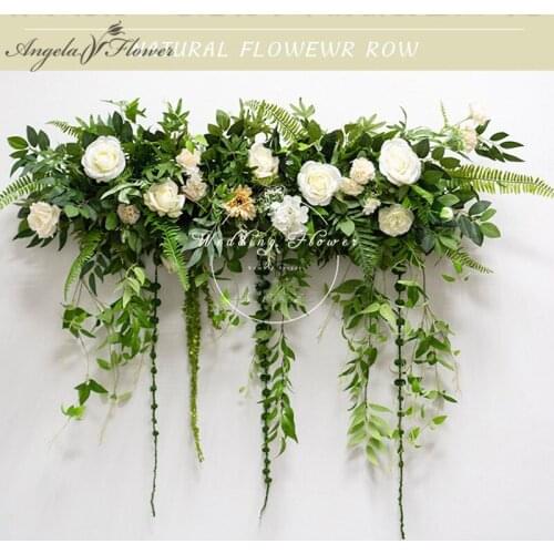 Customized Artificial Flower Row Wedding Site Layout Arch Decor Party Event Stage Backdrop Wall Hanging Flower Arrangement Art