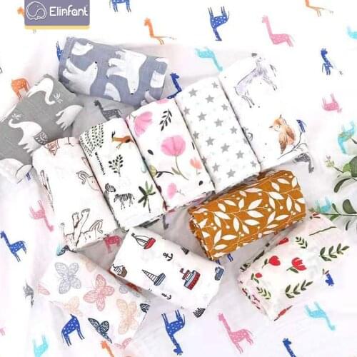 Elinfant 2pcs 100% cotton 120*110cm 2 Layers Newborn Baby Bath Towel Wrap Muslin Swaddle Blankets Wholesale Dropshipping