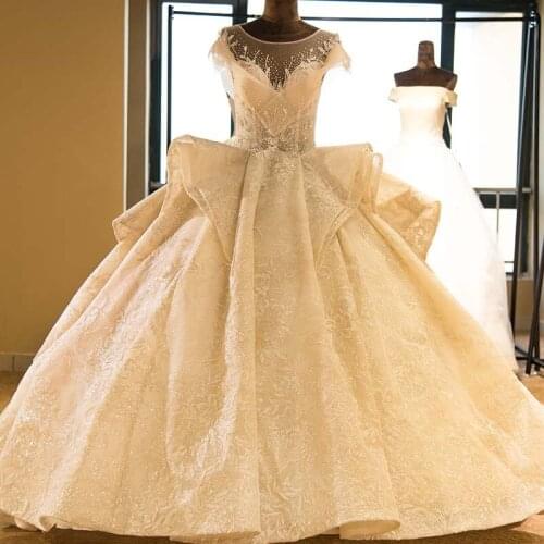 Vestido De Noiva Stunning Full Beading Lace Wedding Dress Gorgeous Charple Train Balll Gown Bride Dresses Real Photos