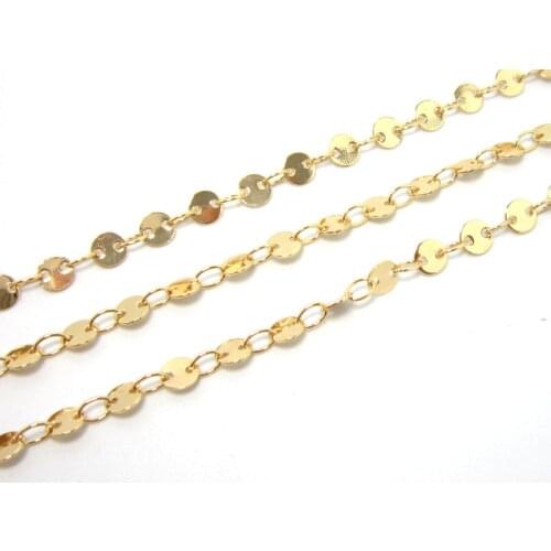 Gold filled disc coin chain 4x2.5mm Gold cover brass chains necklace GC01