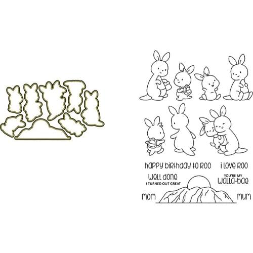 Clear Stamps And Cutting Dies Animal Rabbits Happy Birthday For DIY Scrapbook Photo Album Craft Card 2021 New