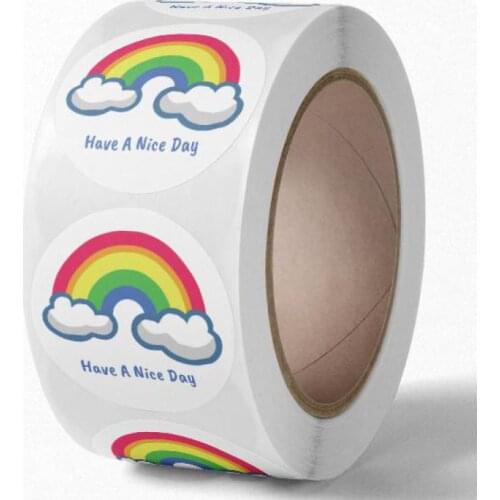 'Have a nice day' Rainbow Stickers 500pcs Round Adhesive Decorative Sealing Label Stickers for Christmas Gifts, Wedding, Party