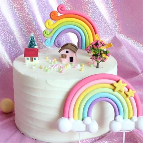 10*7cm Big Size Rainbow Unicorn Cake Topper Birthday Party Decoration Kids Cake Decoration Cupcake Topper for Unicorn Party-S