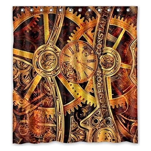 Vixm Waterproof Bathroom Steampunk Gears Shower Curtain