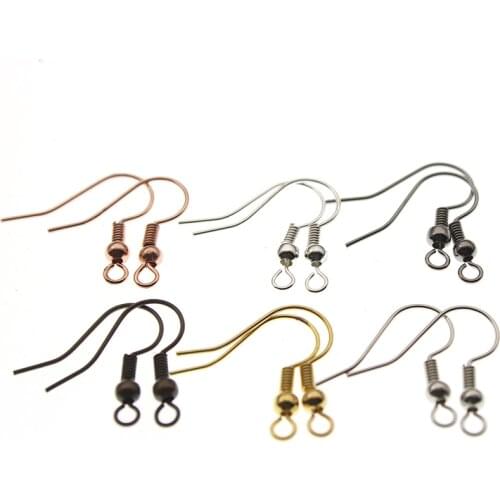 100Pcs Gold Silver Bronze Gun Black Plated Hook Ear Wires Hooks Earrings Clasp For DIY jewelry Findings components Accessories