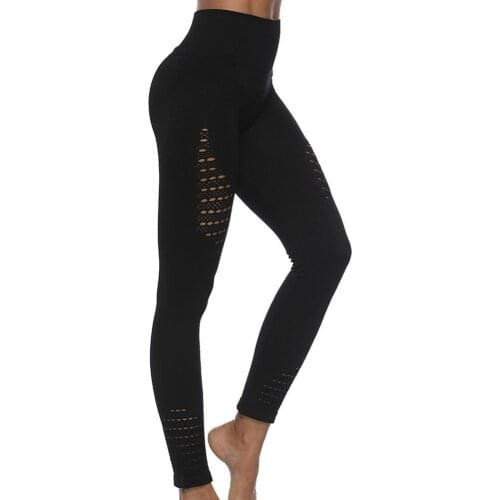 Women Pants Gym Hip Lift High Waist Seamless Hollow Out Sports Fitness Pants Leggings Skinny Sportwear Gym Pants