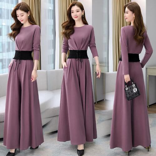 Elegant Solid Suit Womens Clothing 2021 Spring Summer New Model Wide Leg Crop Top And Long Pants Fashion Two Piece Sets Ladies