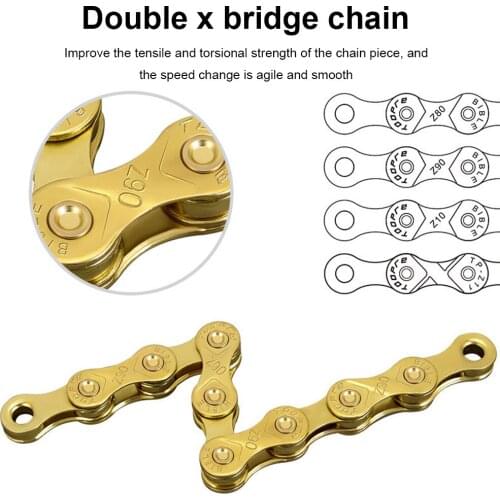 Gold Bike Chain 6 7 8 9 10 11 Speed Mountain Bike Chain 116 Links MTB Road Folding Bike Chain With 1Pair Missing Links Parts
