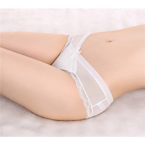 1Pc Lingerie Fashion Transparent Hollow Lace Mid-Low Waist Hipster Panties Ladies New Solid Color Perspective Briefs Underwear
