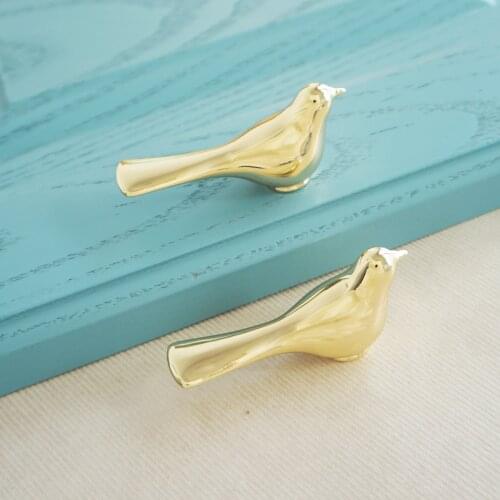 1PC Gold Bird Shape Drawer Dresser Cabinet Knobs Zinc Alloy Kitchen Cupboard Door Knob Animal Wall Hanging Furniture Decoration