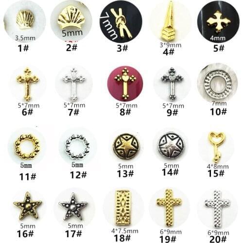 10pcs/lot Japan Korea 3D Nail Art Decorations Metal Kawaii Cross Star Shell Nail Parts Alloy Nail Accessory Charm Nail Tips