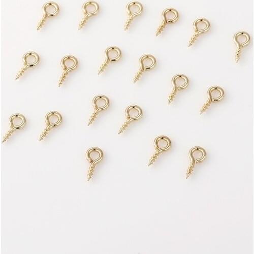 14K bag gold color sheep eye nail 9-pin screw pendant ring hanging ring hand DIY pearl accessories