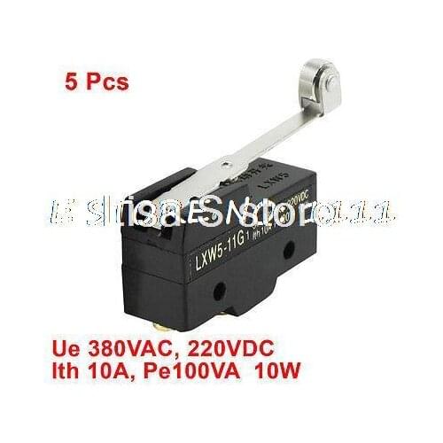 5 Pcs LXW5-11G1 NO NC Short Roller Hinge Lever AC DC Micro Limit Switch