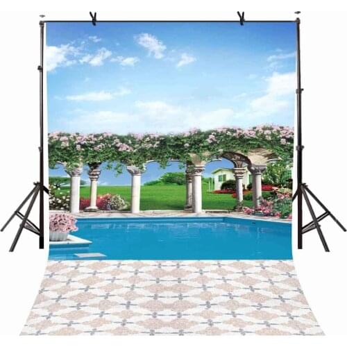 5x7ft Sunny Weather Backdrop Quiet Swimming Pool Photography Background Studio Props