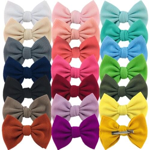 15Pcs/15Pairs New 5.5 Inch Big Bullet Waffle Fabric Hair Bows For DIY Women Girls Kids Headwear Alligator Clips Accessories
