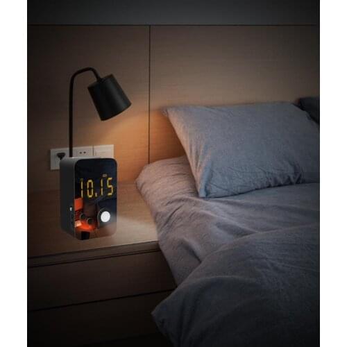 Wireless Bluetooth Speaker LED Mirror Alarm Clock Multifunctional Digital Wireless Speaker Music Player WiFi Speaker Radio Black