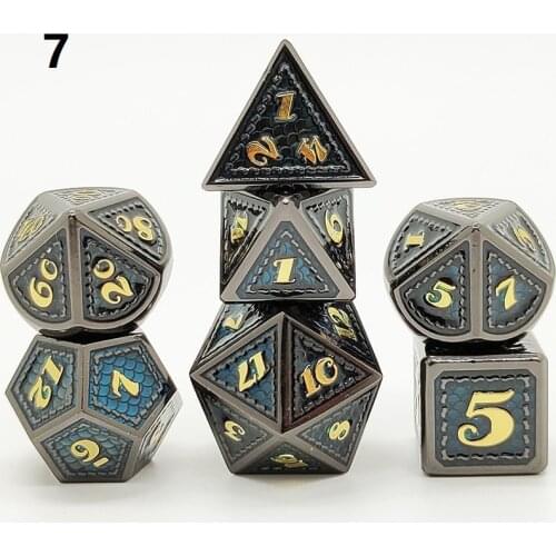 Dragon Scale Metal Dice 7pcs/Set dnd dice Set Dados rpg Dobbelstenen Rol Polyhedral Dices d4 d6 d8 d10 d20 Game dice set