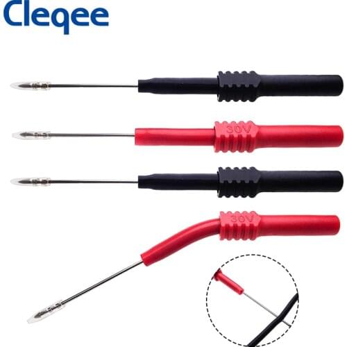 Cleqee 4PCS Soft PVC Insulation Flexiable Piercing Probes Non-destructive Multimeter Test Probes For DLY Electronics Cable Kit