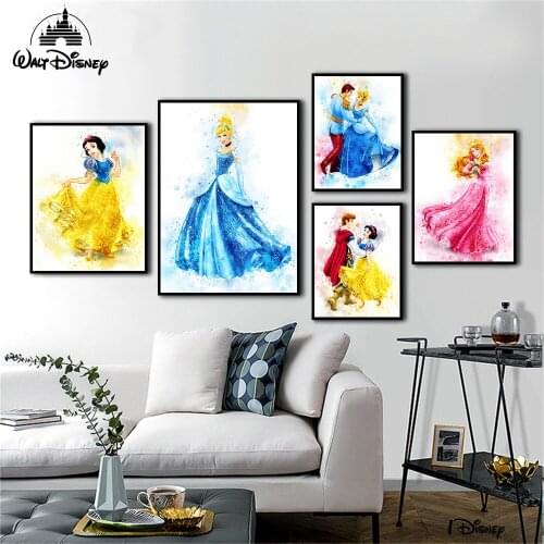 Disney Anime Snow White Belle Cinderella Poster Painting Canvas Print On Wall Art Picture For Living Room Home Decor Frameless
