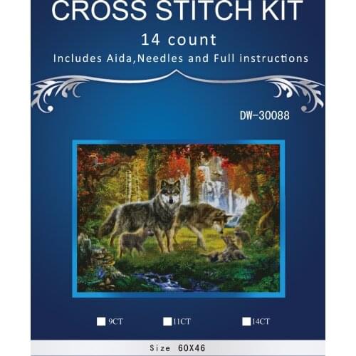 Top Quality Lovely Hot Sell Counted Cross Stitch Kit Old World Holiday Ornaments Similar DMC dw-300 forest wolves