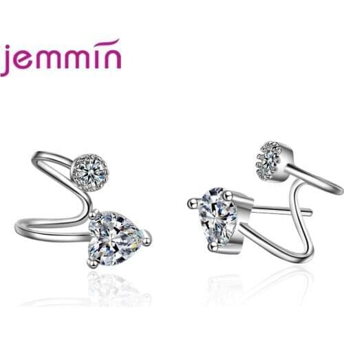 Fashion Rhinestone Lovely Heart Clips Earrings No Pierced Ear Clips for Women/Lady/Girls Fashion Jewelry Brincos