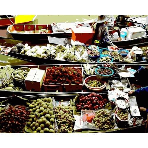 MaHuaf-j649 Thailand coloring by numbers landscape acrylic paint by numbers kit landscape wall pictures