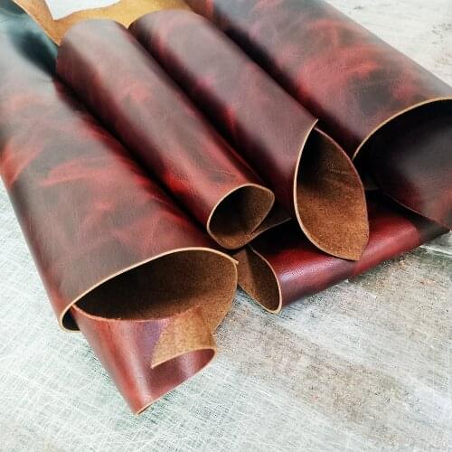 Natural Cow Skin Leather Crazy Horse flame pattern Genuine Leather for Diy Leather Craft for Belt Wallet Bag Shoes 2.0mm